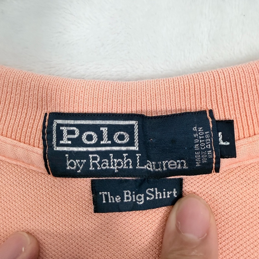 Vintage Polo Ralph Lauren The Big Shirt Polo Mens L Orange Crest Embroidered - Picture 3 of 9